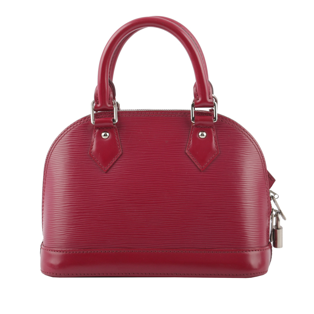 【Louis Vuitton / LV】Alma BB EPI皮革手提/斜背包(莓紅色)
