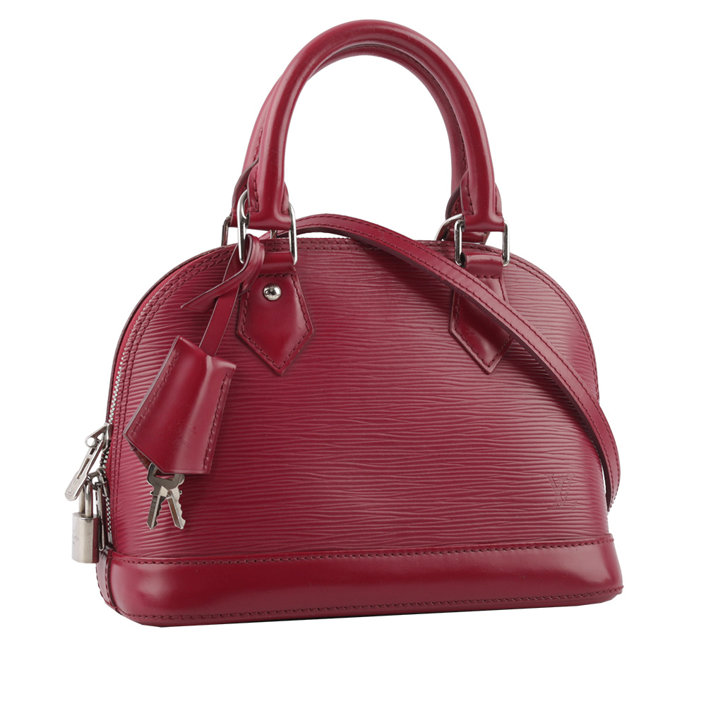 【Louis Vuitton / LV】Alma BB EPI皮革手提/斜背包(莓紅色)
