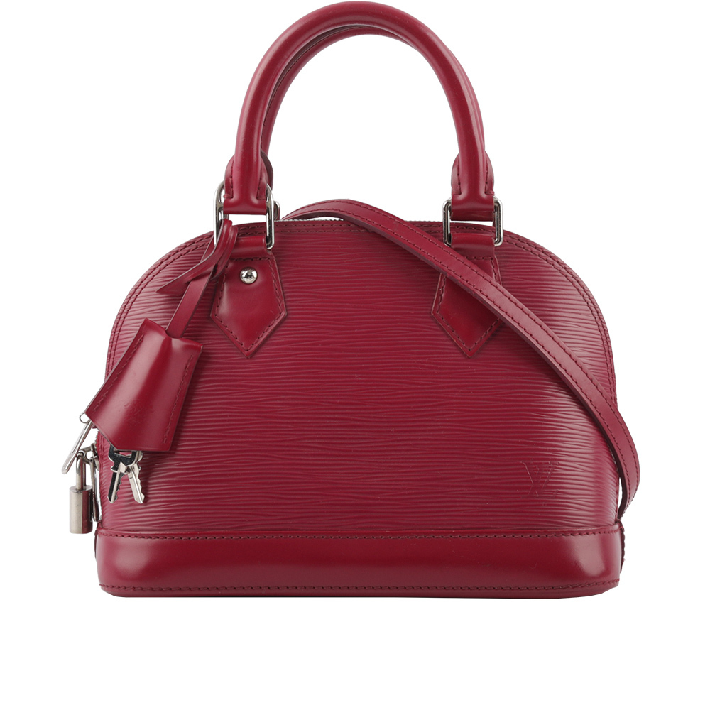 【Louis Vuitton / LV】Alma BB EPI皮革手提/斜背包(莓紅色)
