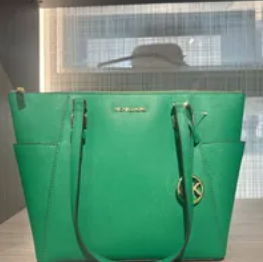 [S] MICHAEL KORS 35T0GCT7L CHARLOTTE LG TZ TOTE LEATHER,PALMETTO GRN,, 196163792026 (SMK461)