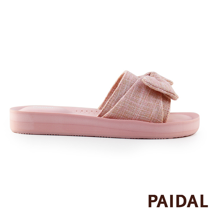 Paidal 甜美粉蝴蝶結一片式厚底氣墊拖鞋