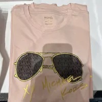 [S] MICHAEL KORS BRONZING LOGO SUNGLASSES PRINT SHORT SLEEVE TEE,POWDER BLUSH, JF150F197J-POWDER BLUSH (SMK495)