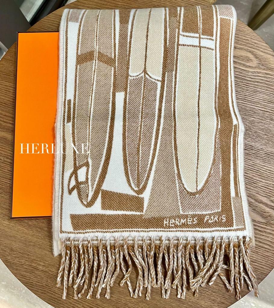 Camel/ Sable/ Ivoire cachemire echarpe 21x150cm