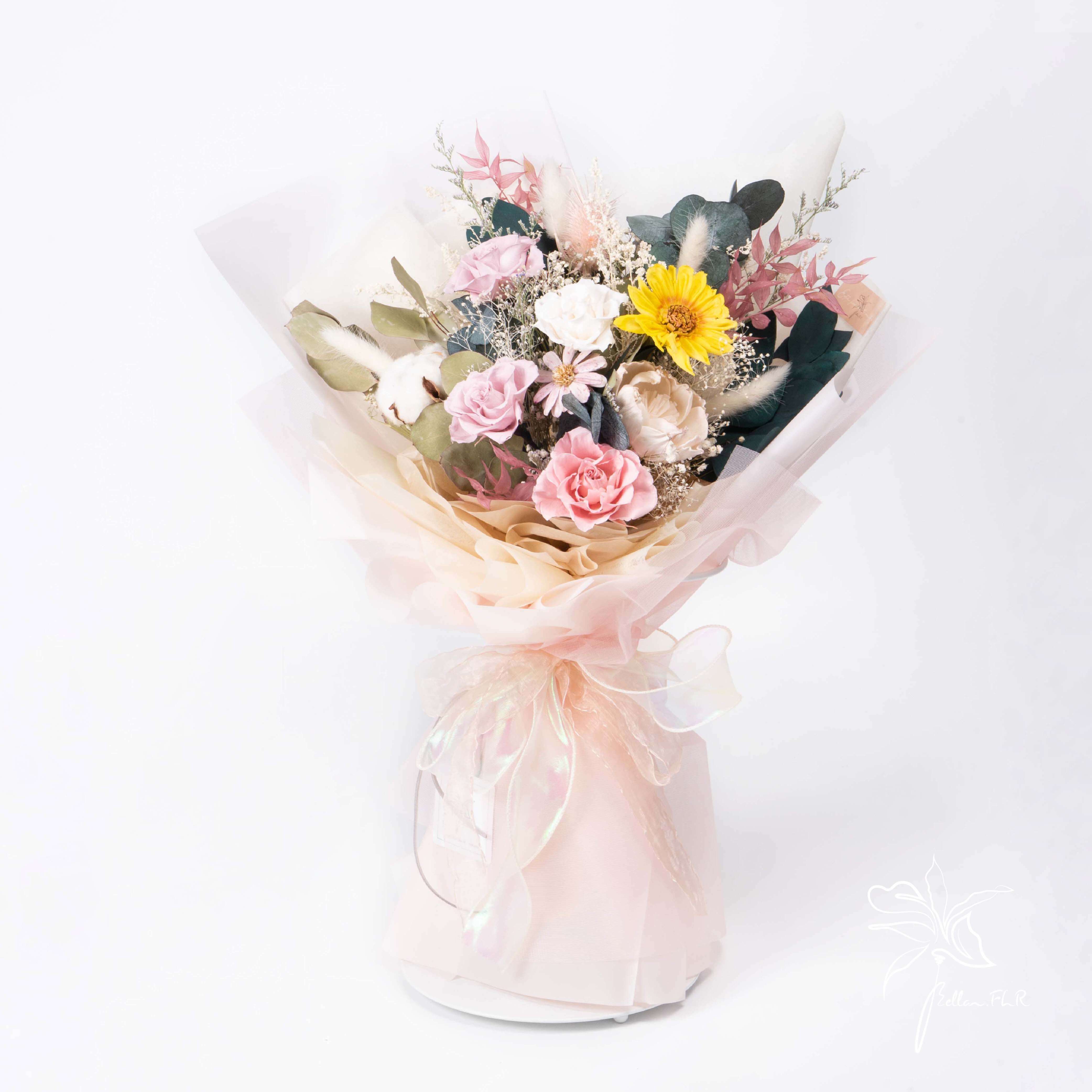 【月色皎潔】大型永生乾燥花束