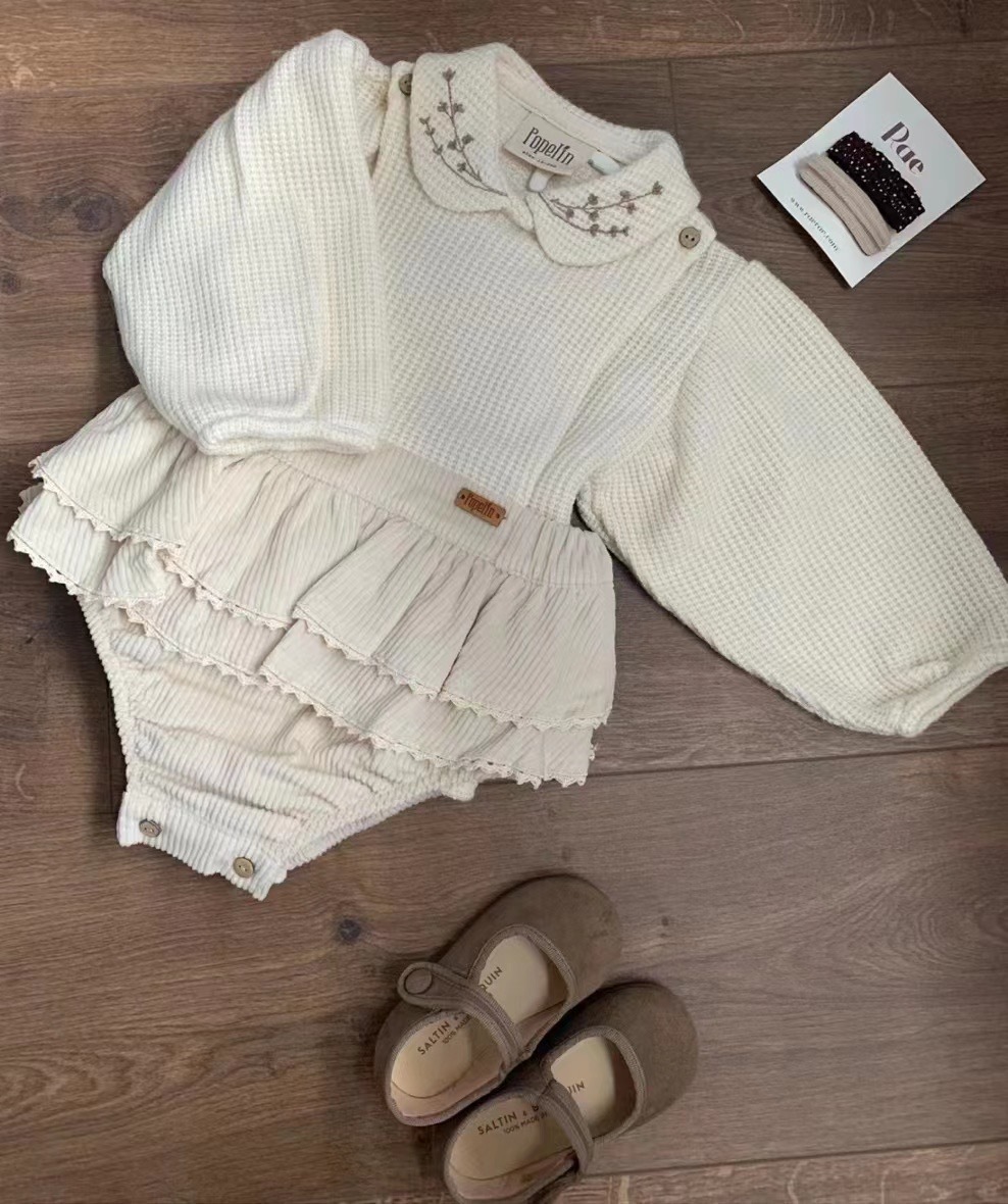 🤎歐美原單 𝐏𝐨𝐩𝐞𝐥𝐢𝐧 刺繡花上衣外套+背帶包屁裙褲