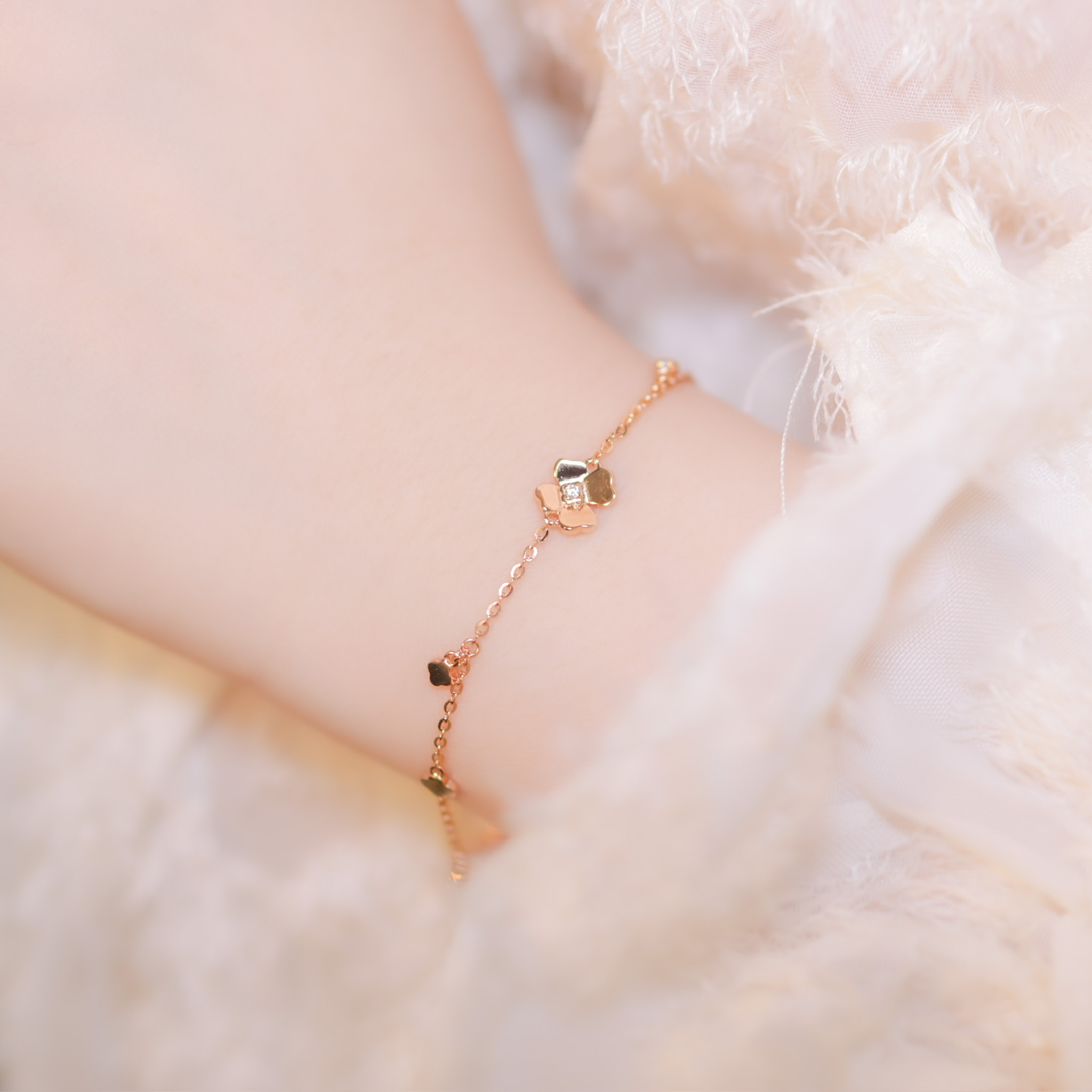 | 925純銀・ 厚鍍玫瑰金 | 不間斷的小幸運手鏈 | BR0924 |