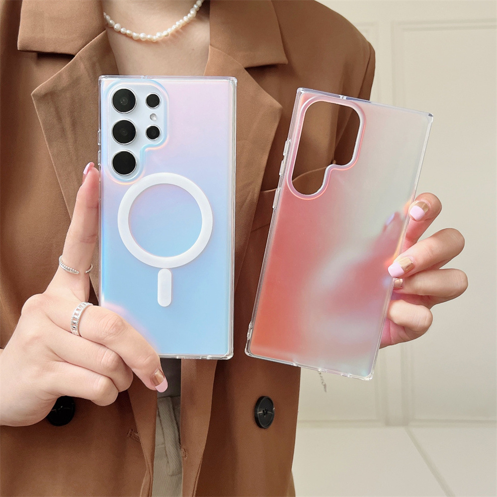 三星S24系列S22系列S23系列【磁吸防摔變色殼】超美雷射殼體，顏色可以隨角度、光線變換不同顏色