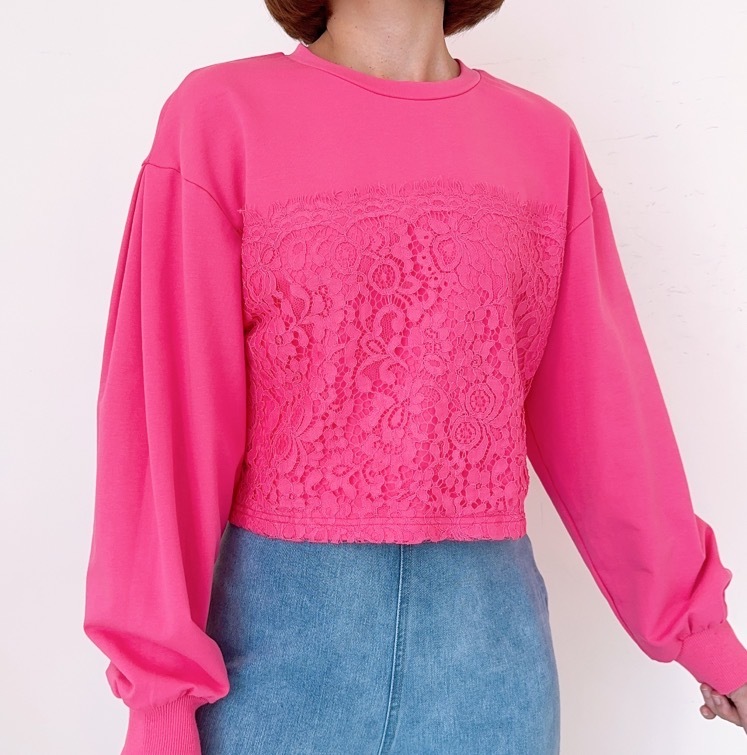 L/SLEEVE LACE DETAILED BLOUSE