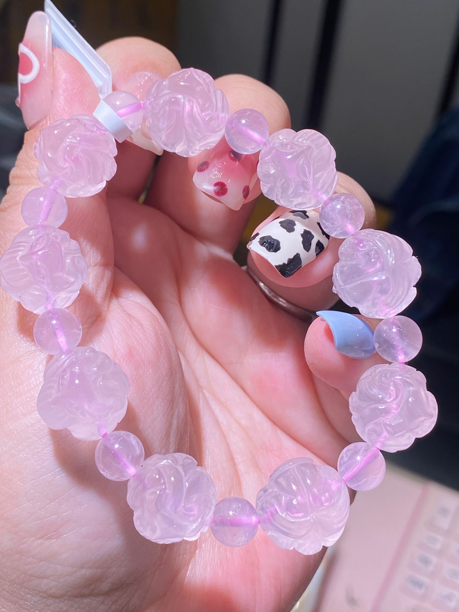 粉晶九尾狐球手串