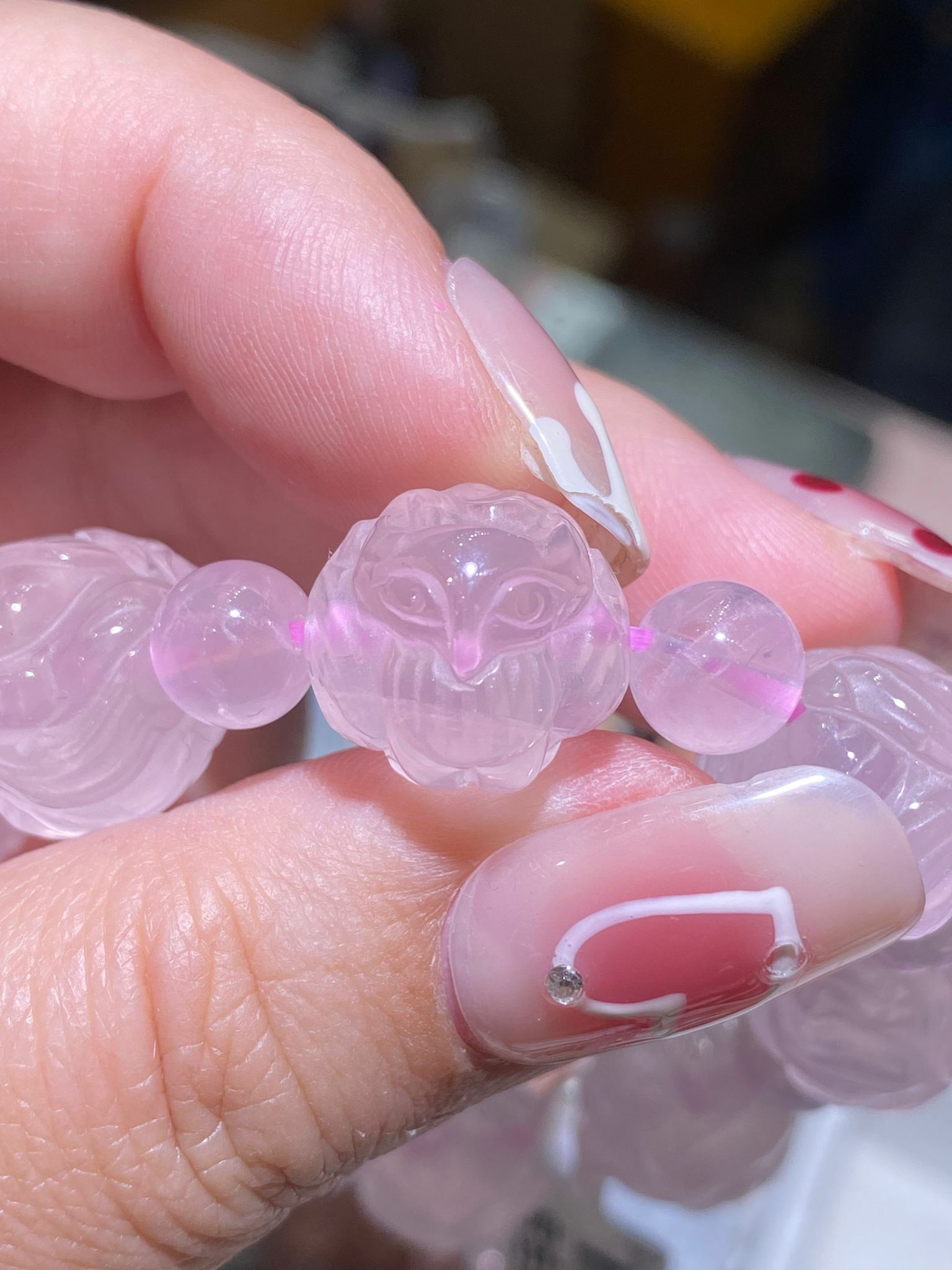 粉晶九尾狐球手串