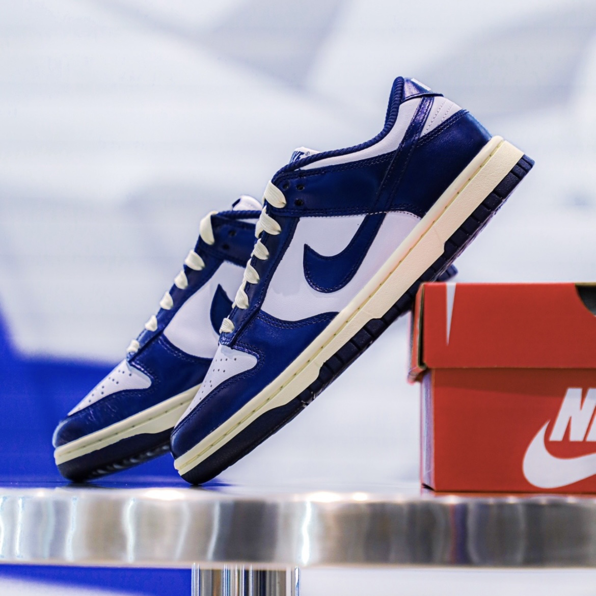 Nike Dunk Low Vintage Navy 復古海軍藍2.0 金屬 奶油底 女鞋