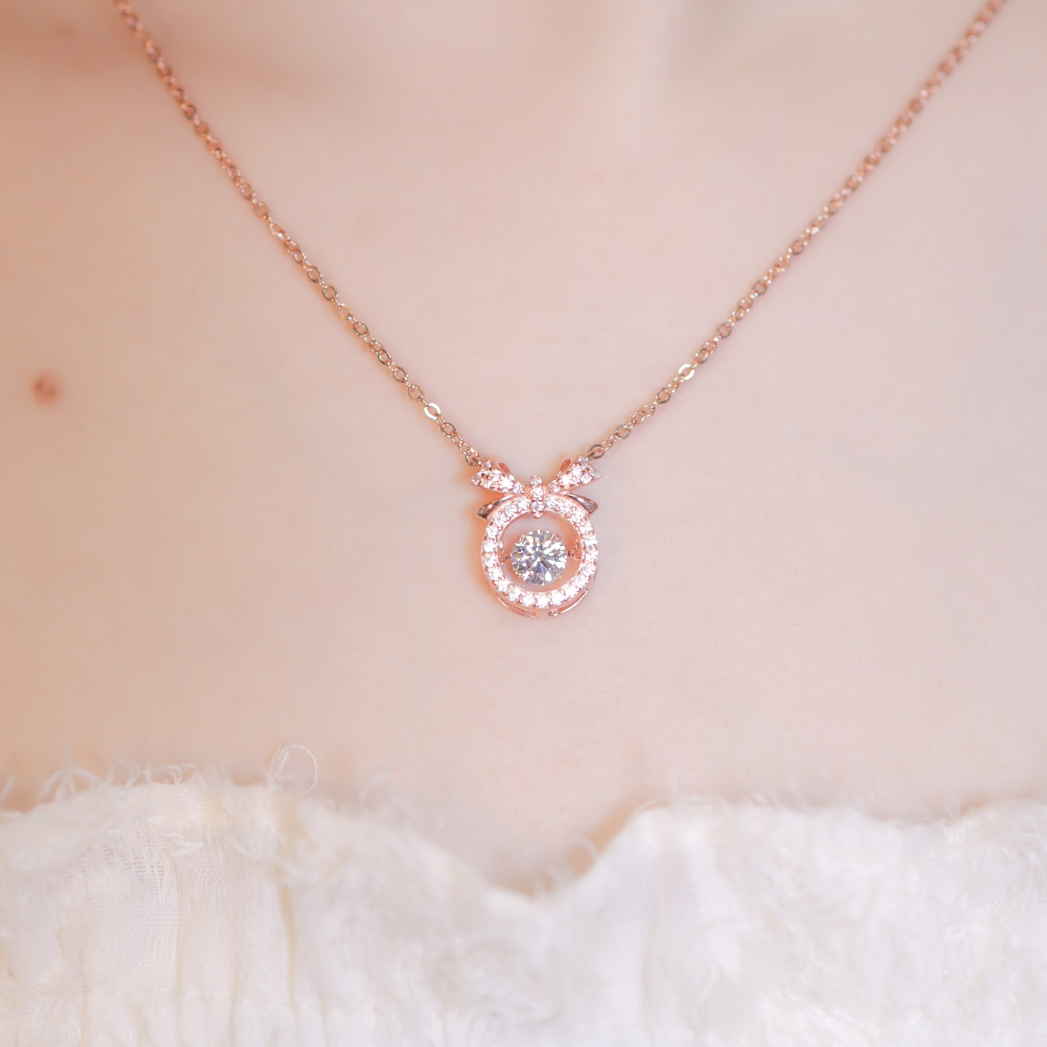 | 925純銀・厚鍍白金・ 厚鍍玫瑰金 | 懸浮許願結項鍊 (銀/玫瑰金) | NE0910 |