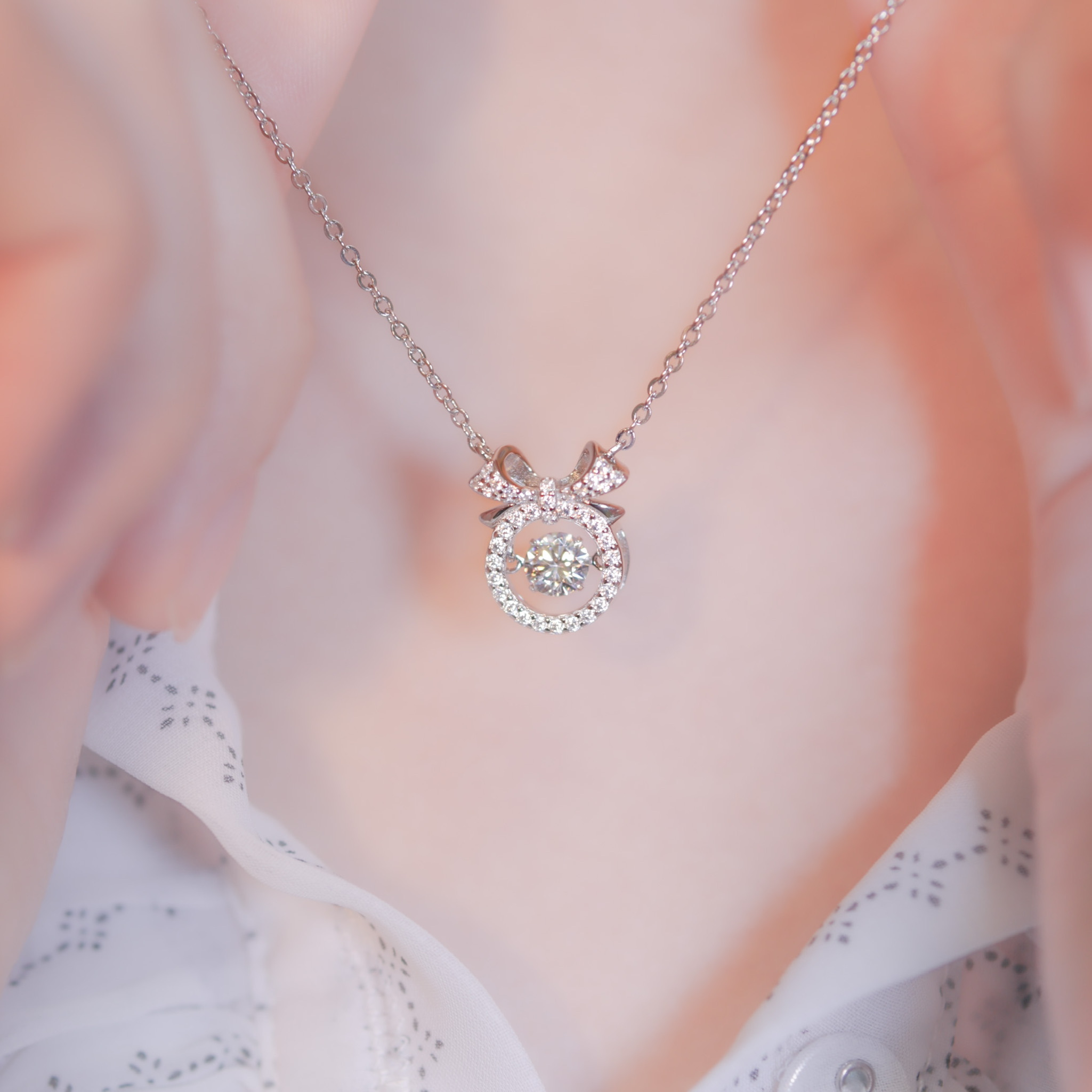 | 925純銀・厚鍍白金・ 厚鍍玫瑰金 | 懸浮許願結項鍊 (銀/玫瑰金) | NE0910 |