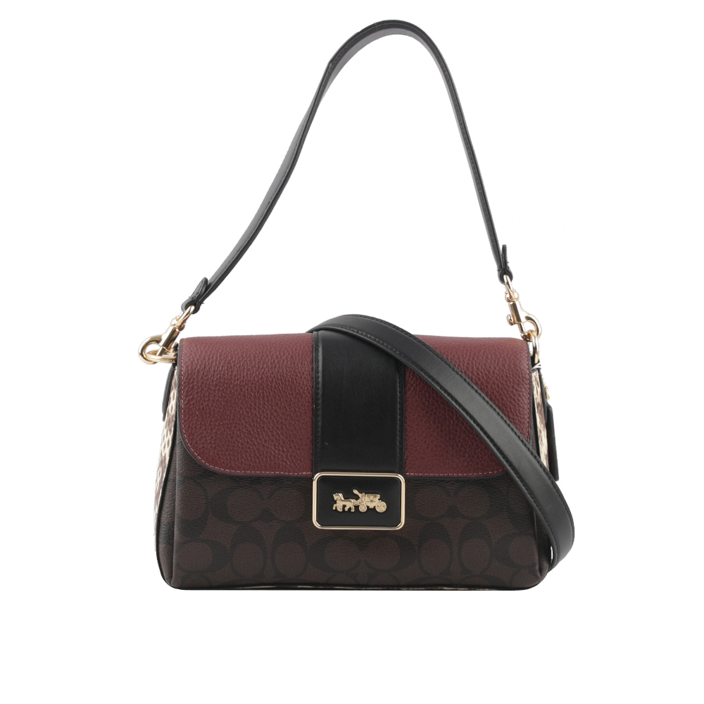 【COACH】Grace 方形馬車標誌拼皮革肩背/斜背包(多色) CC066 IMOSN