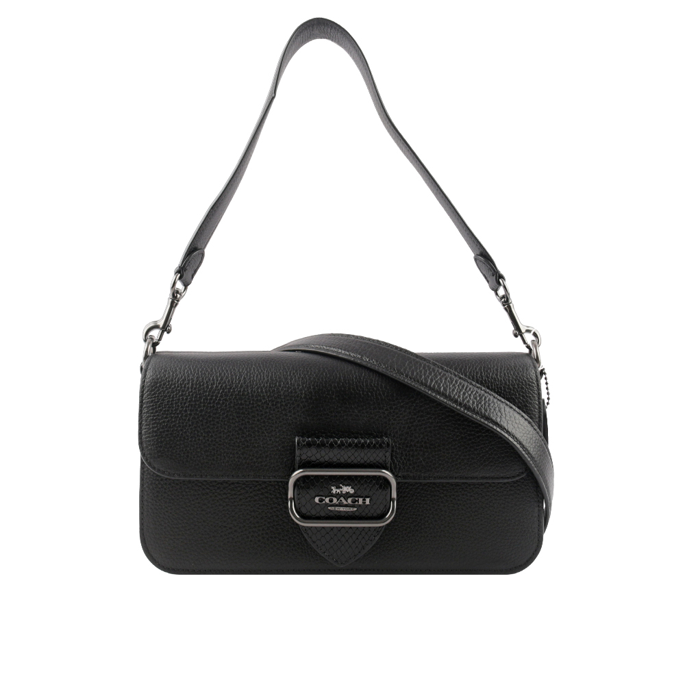 【COACH】Morgan 蛇紋方形馬車標誌荔枝皮革二用法棍包