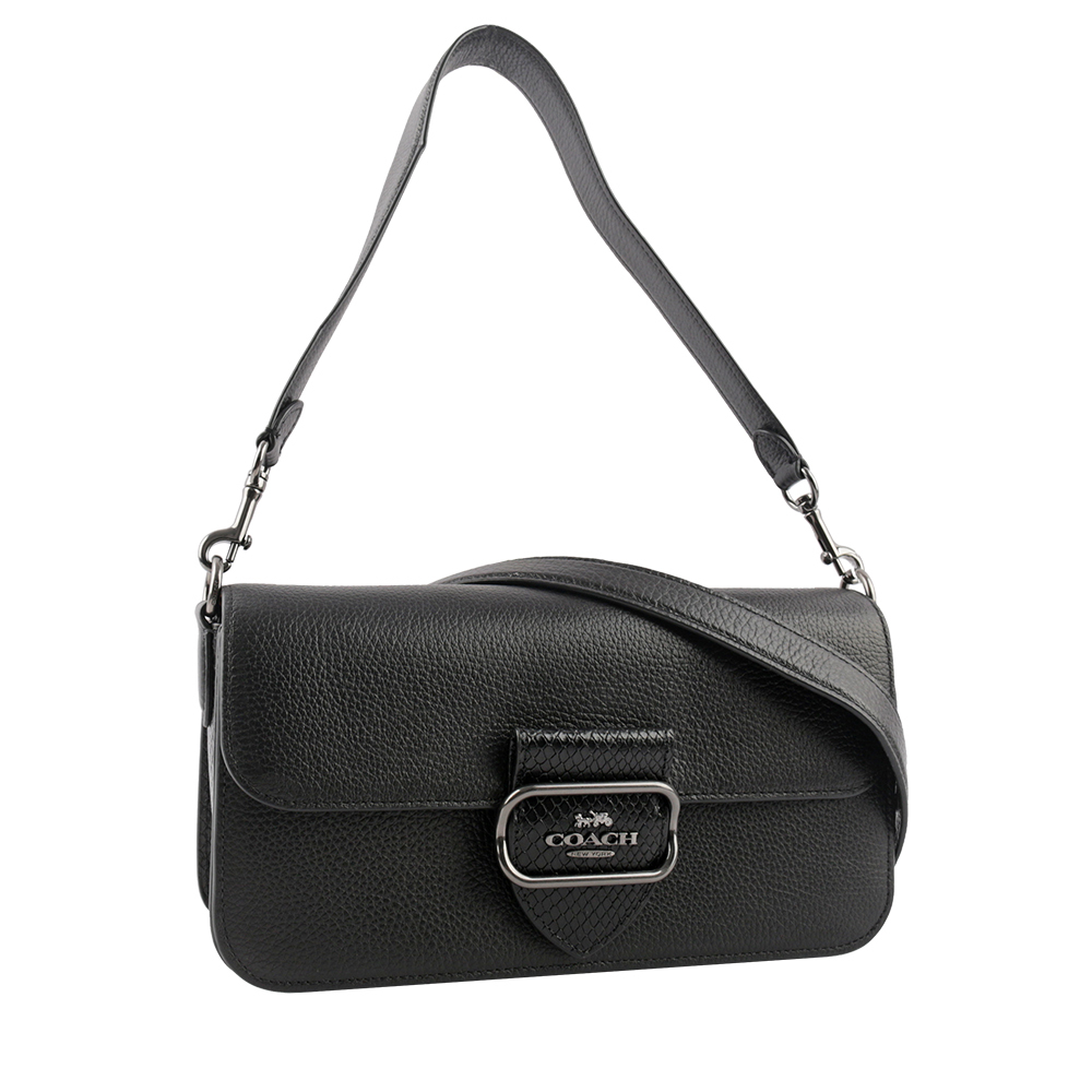 【COACH】Morgan 蛇紋方形馬車標誌荔枝皮革二用法棍包