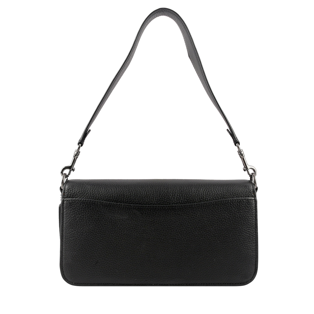 【COACH】Morgan 蛇紋方形馬車標誌荔枝皮革二用法棍包(黑色) CE562 QBM2