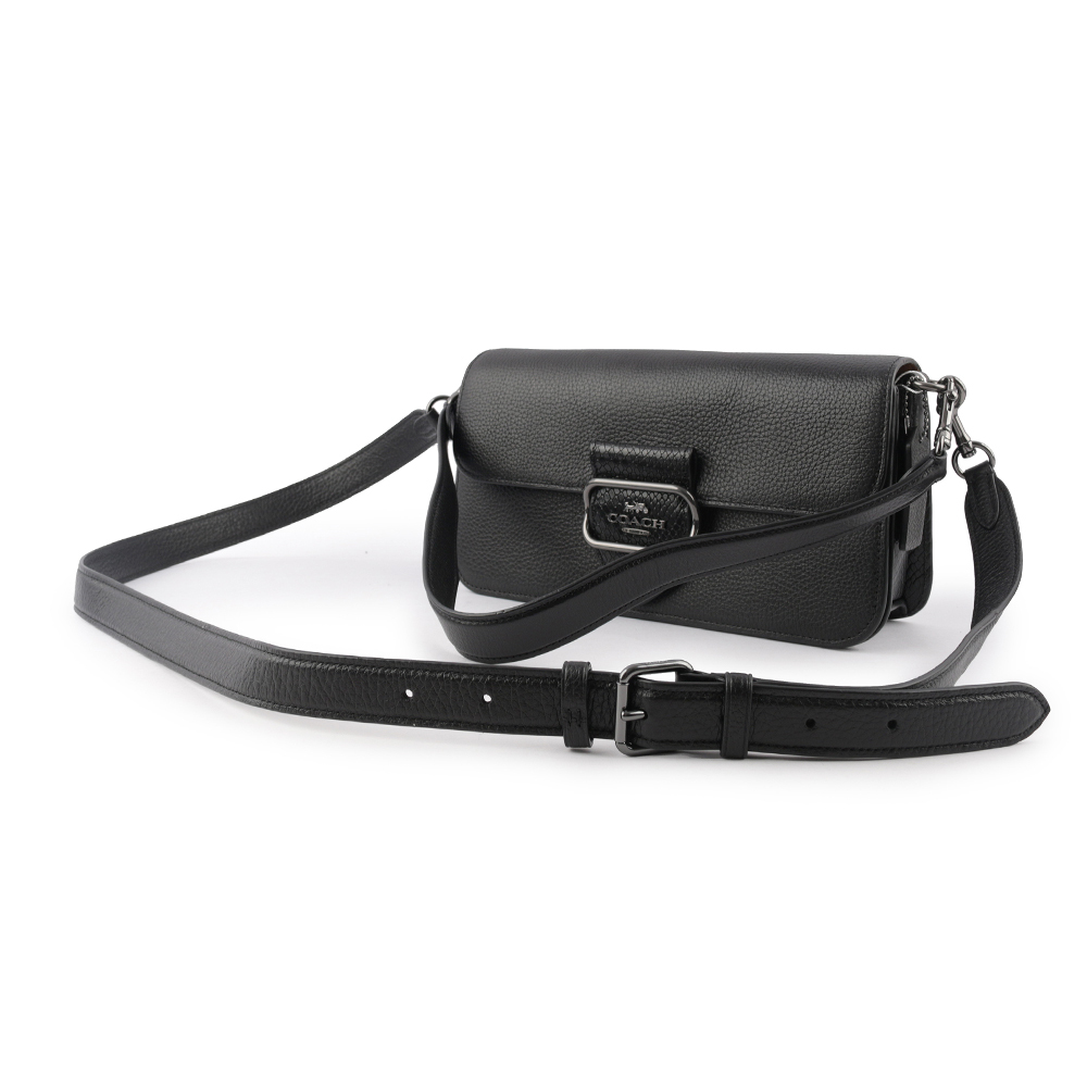 【COACH】Morgan 蛇紋方形馬車標誌荔枝皮革二用法棍包(黑色) CE562 QBM2