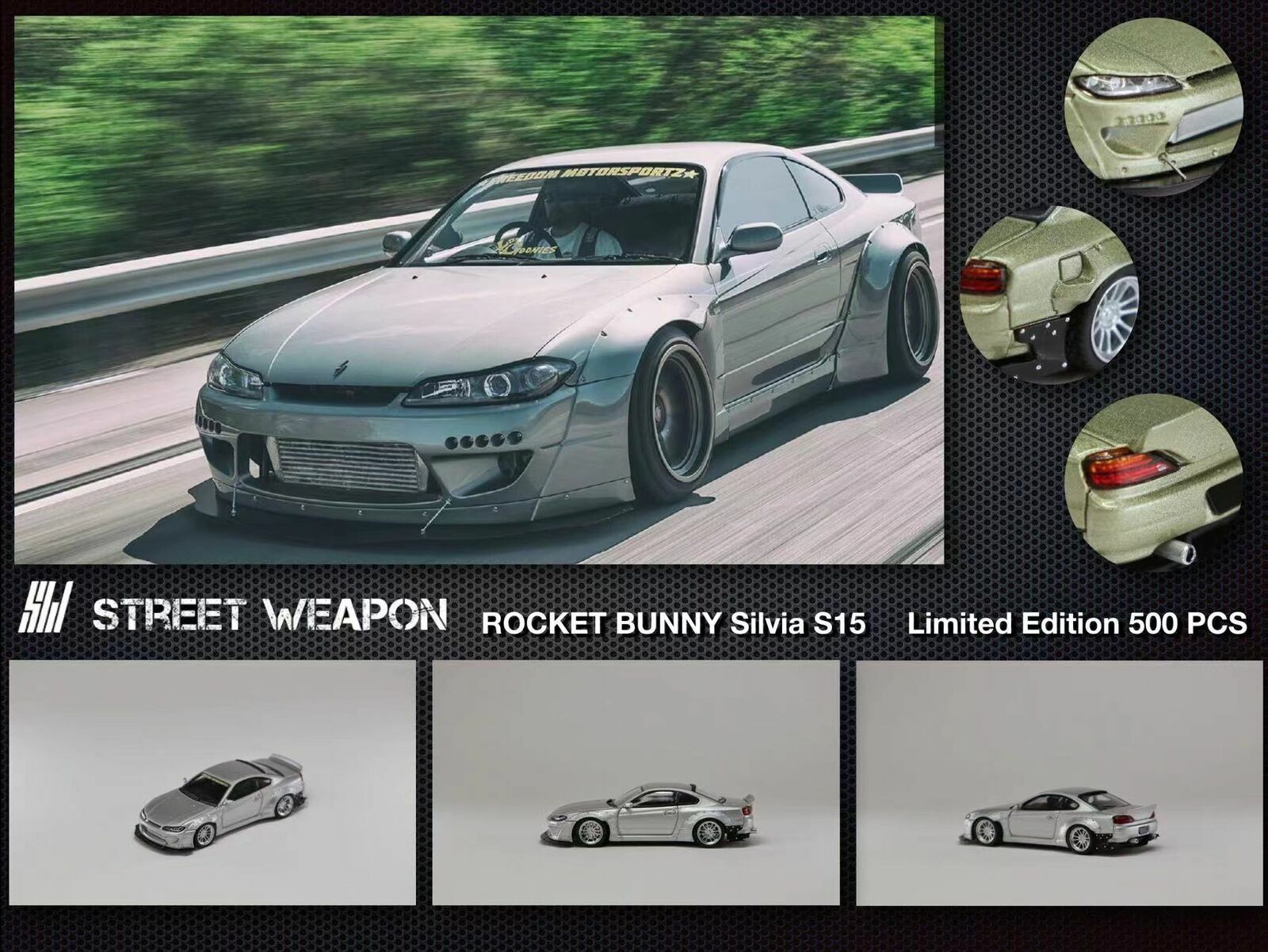 1/64 Street Weapon Nissan Silvia S15 Silver (SWNSS15S)