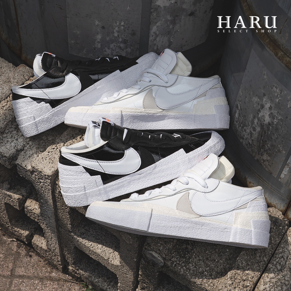 重磅聯名 NIKE SACAI BLAZER 解構 雙勾 黑白 漆皮 全白 奶白 朴敘俊 男女同款 復古休閒鞋 DM6443-001-100
