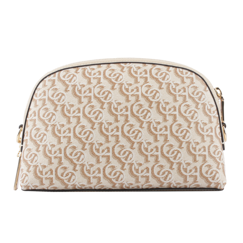 【COACH】Madi Monogram 塗層帆布拼皮革拉鍊貝殼包(白色) CF343 IMCHK