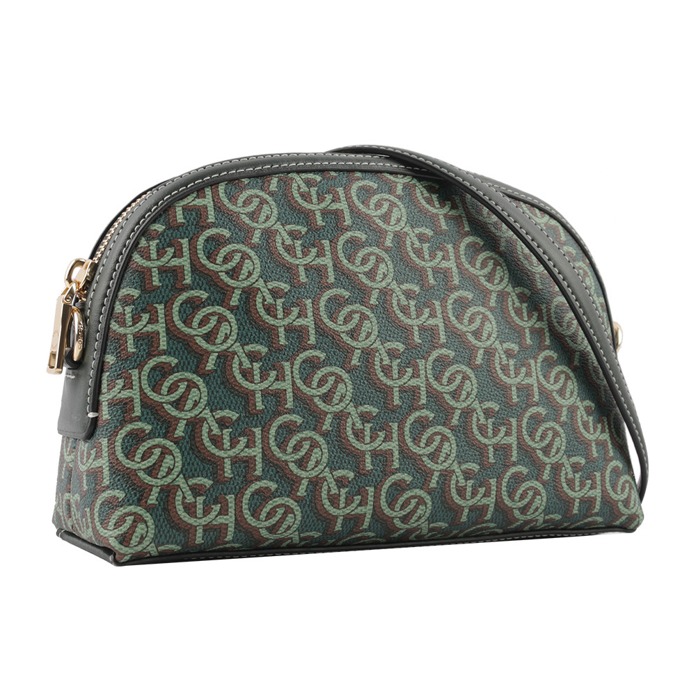 【COACH】Madi Monogram 塗層帆布拼皮革拉鍊貝殼包