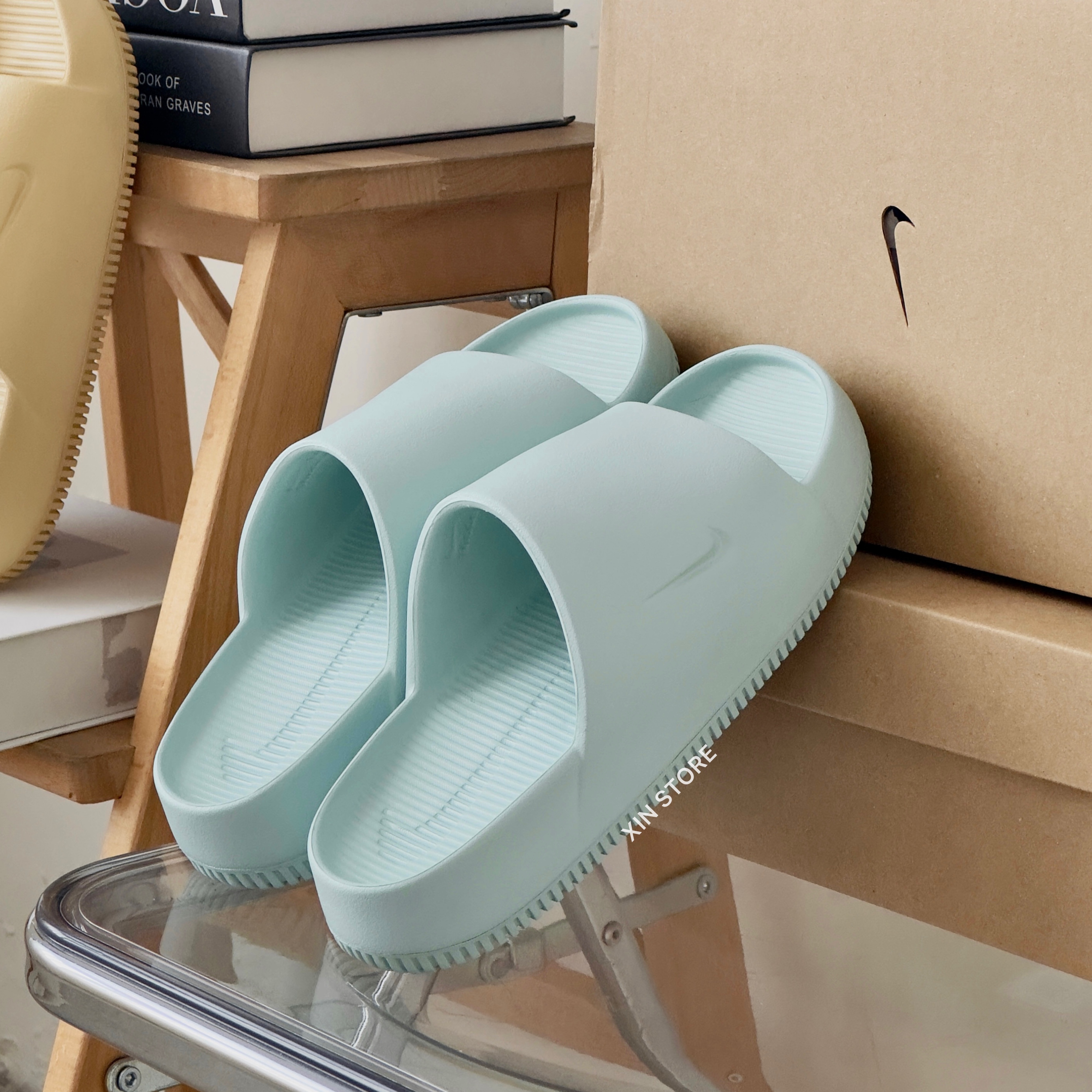 【現貨】Nike Calm Slide 拖鞋 海灘拖 防水 素色 厚底 運動 黑 白 奶茶 深綠 薄荷綠