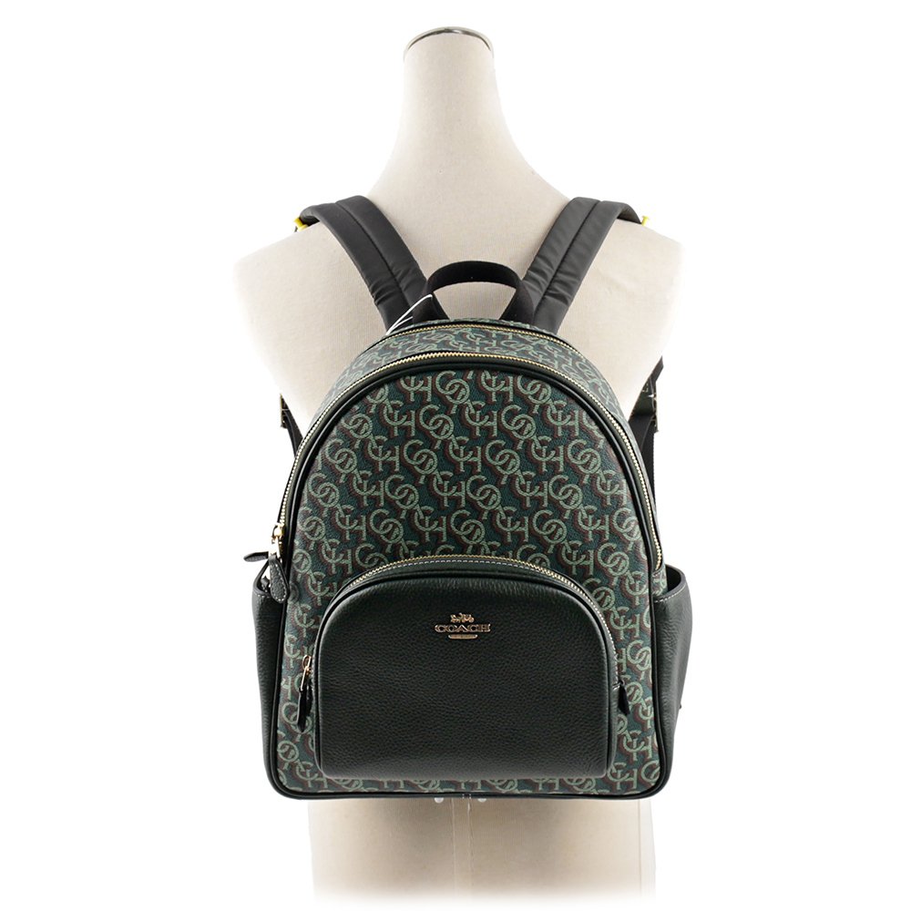 【COACH】Court Monogram 塗層帆布及皮革口袋後背包(綠色) CF344 IMGRN