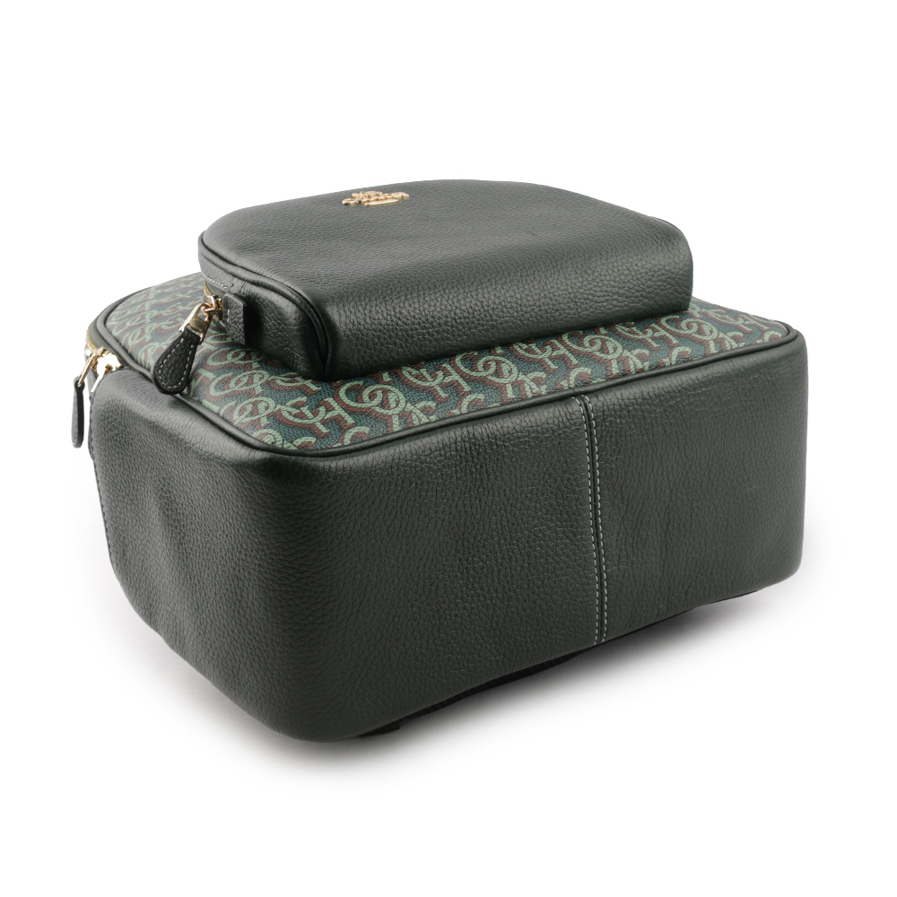 【COACH】Court Monogram 塗層帆布及皮革口袋後背包(綠色) CF344 IMGRN