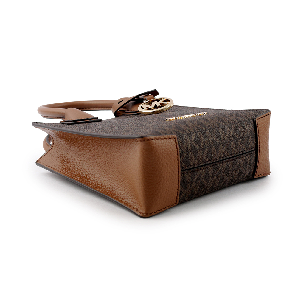 【Michael Kors】Mercer 塗層帆布手提/斜背二用迷你琴譜包(咖啡色) 35T1GM9C0I BROWN
