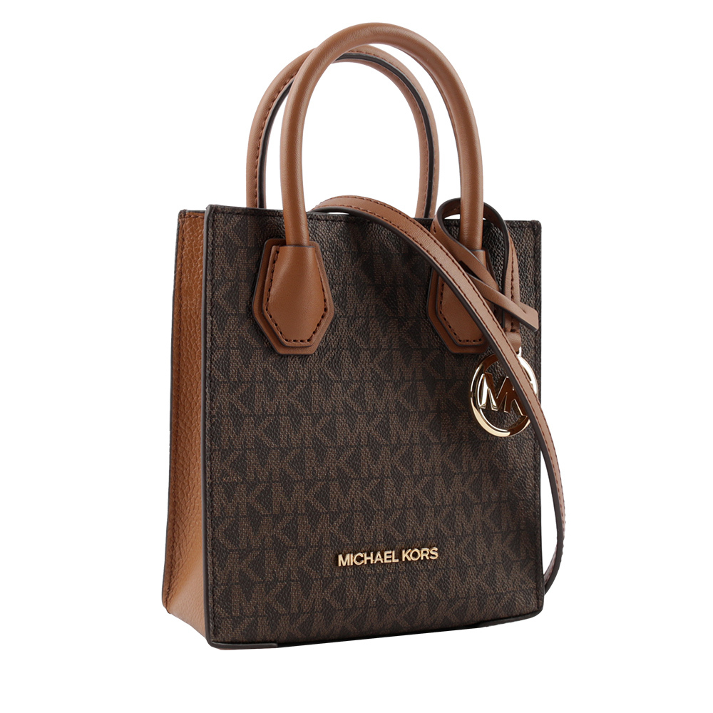 【Michael Kors】Mercer 塗層帆布手提/斜背二用迷你琴譜包(咖啡色) 35T1GM9C0I BROWN