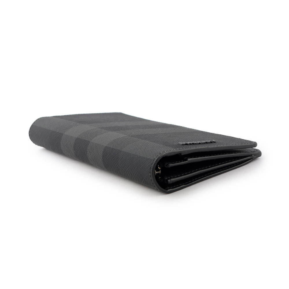 【BURBERRY】經典格紋拉鍊零錢袋對開長夾(炭灰色) 8070199