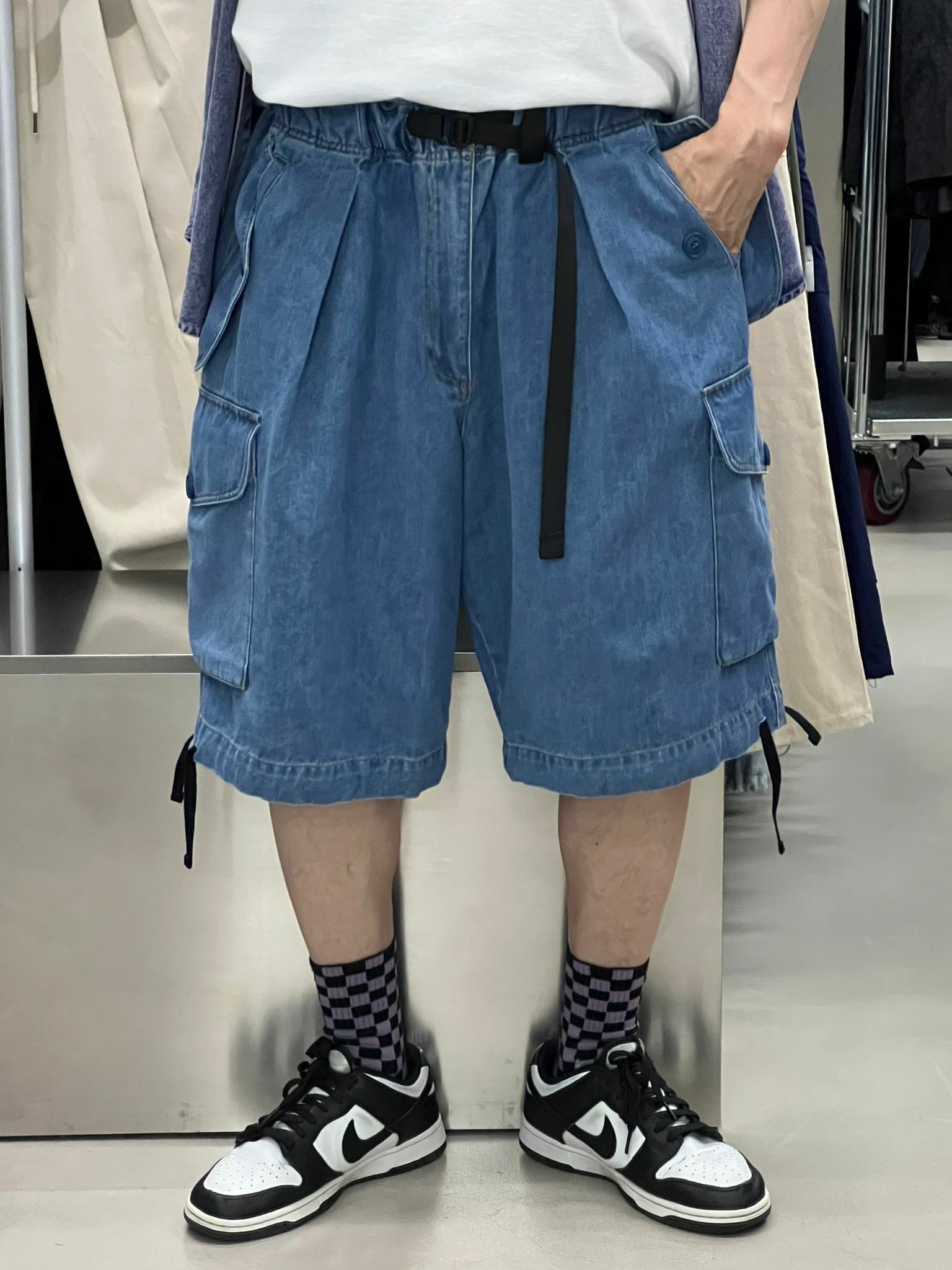 牛仔索帶工裝短褲 P2500