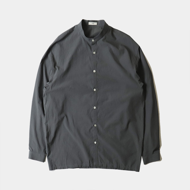ATON Shrink Broad Oversized Bandcollar Shirt