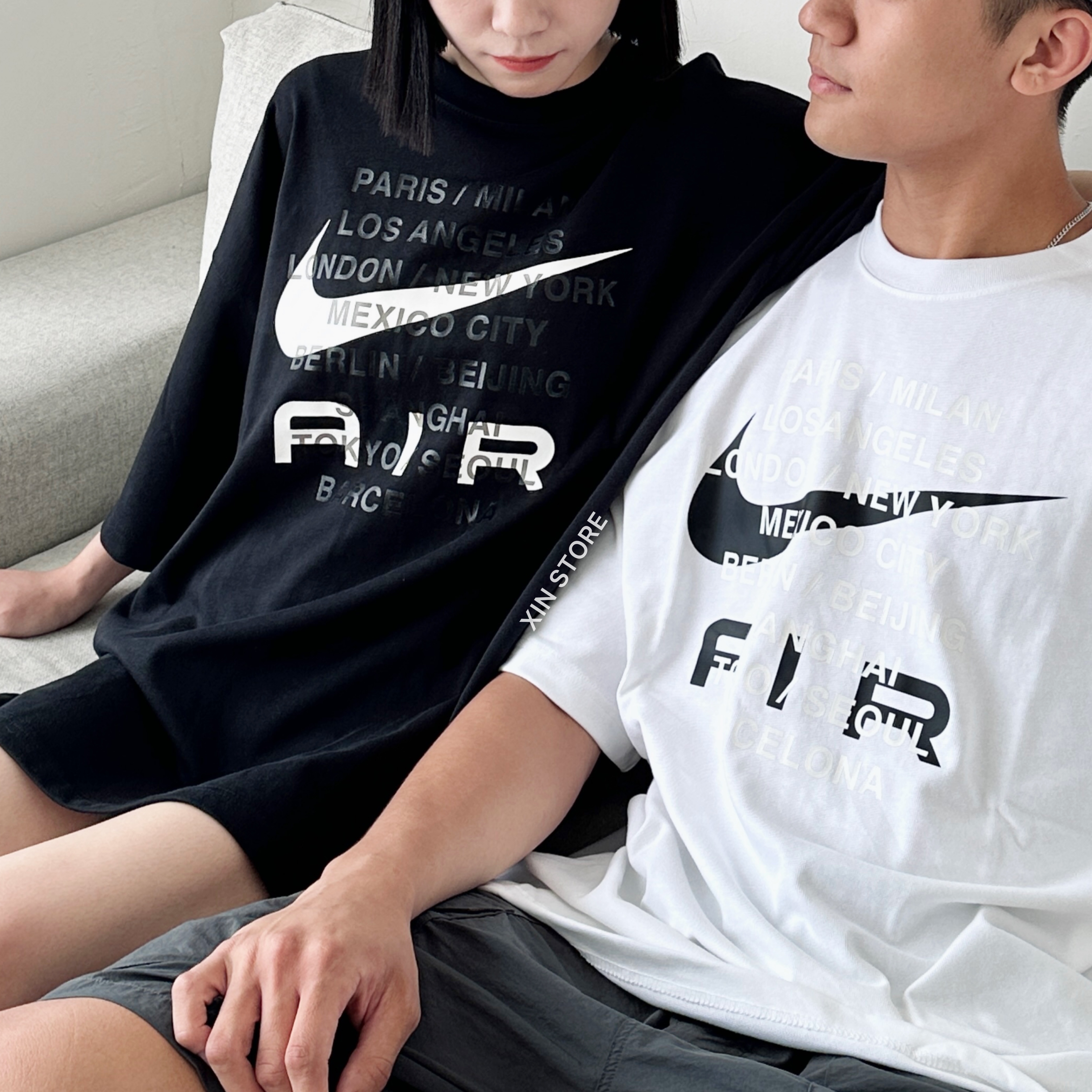 【現貨】 Nike NSW Air 字母 標語 大勾 寬鬆 落肩 短Tee 黑 白 軍綠