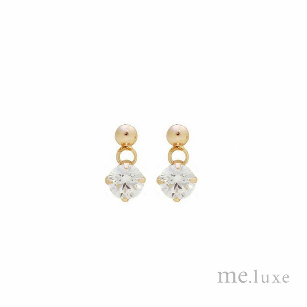 【me.luxe】K10鋯石4爪耳環