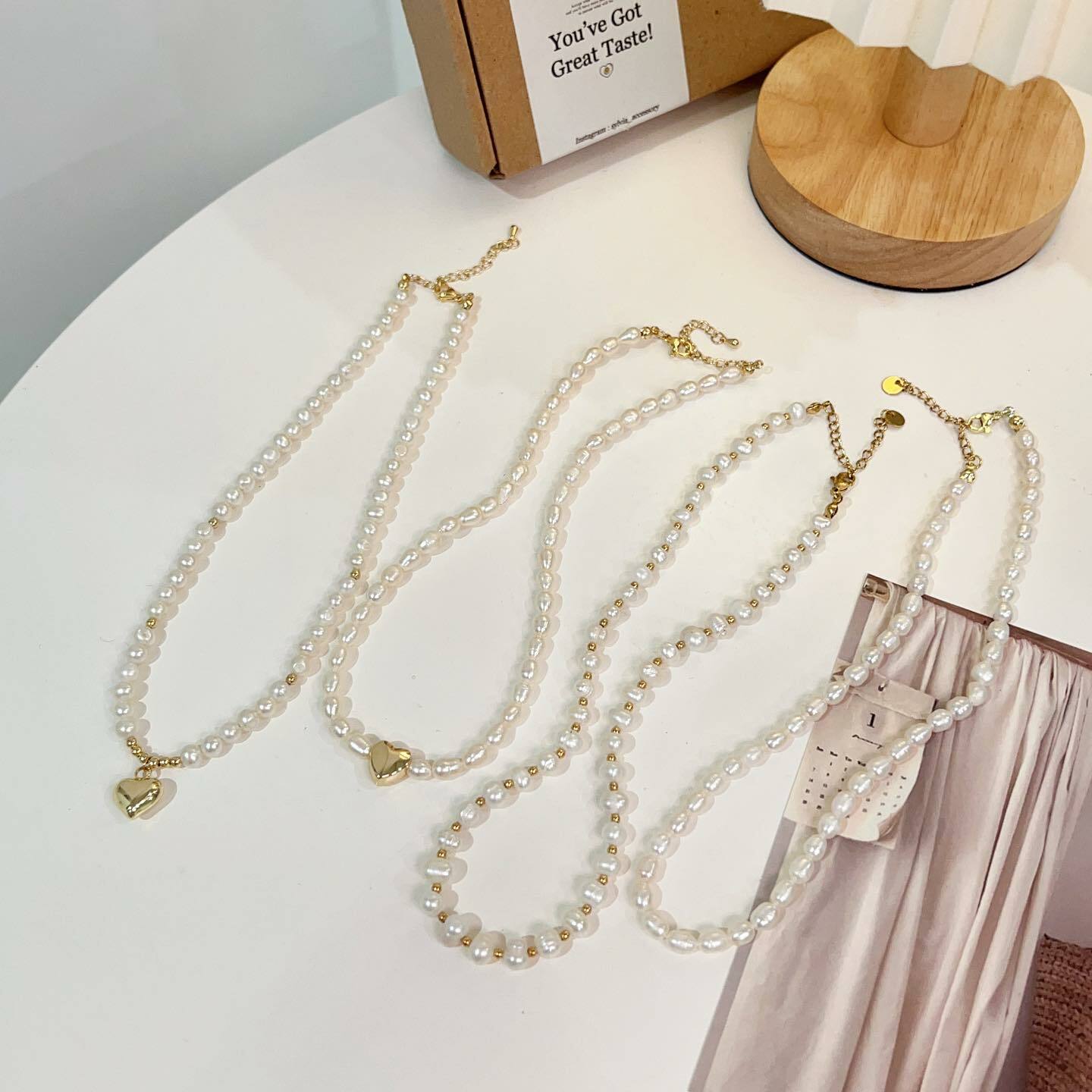 法式天然珍珠項鍊。四款