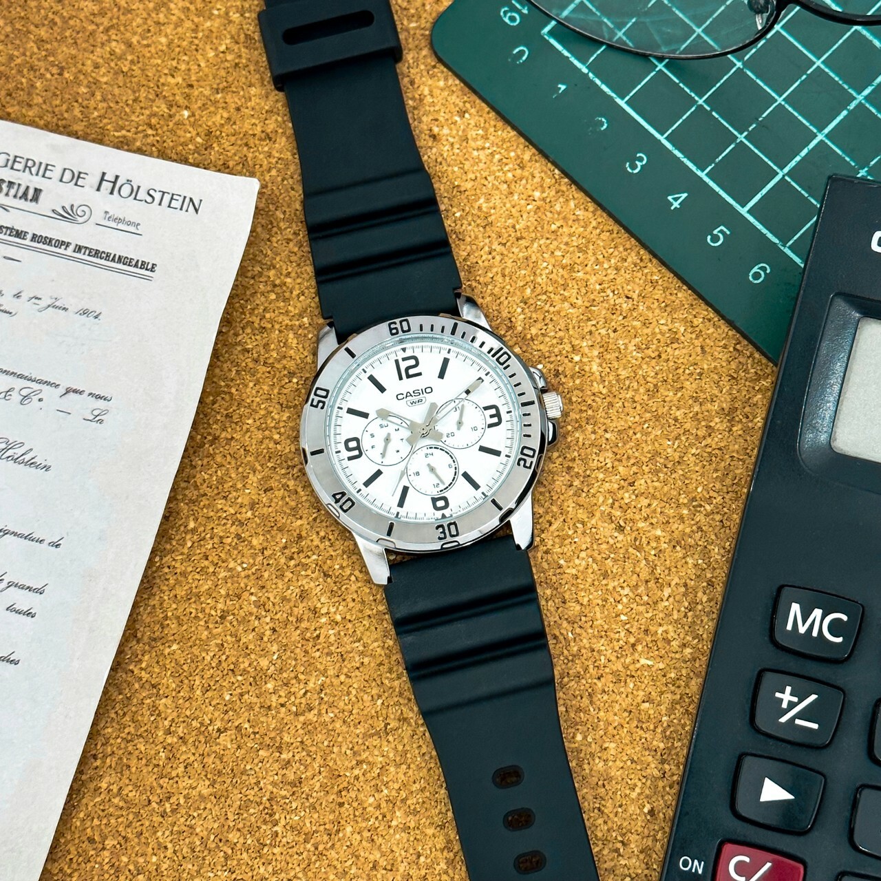 【CASIO 卡西歐】運動風格三眼指針腕錶 MTP-VD300-7B 45mm 現代鐘錶