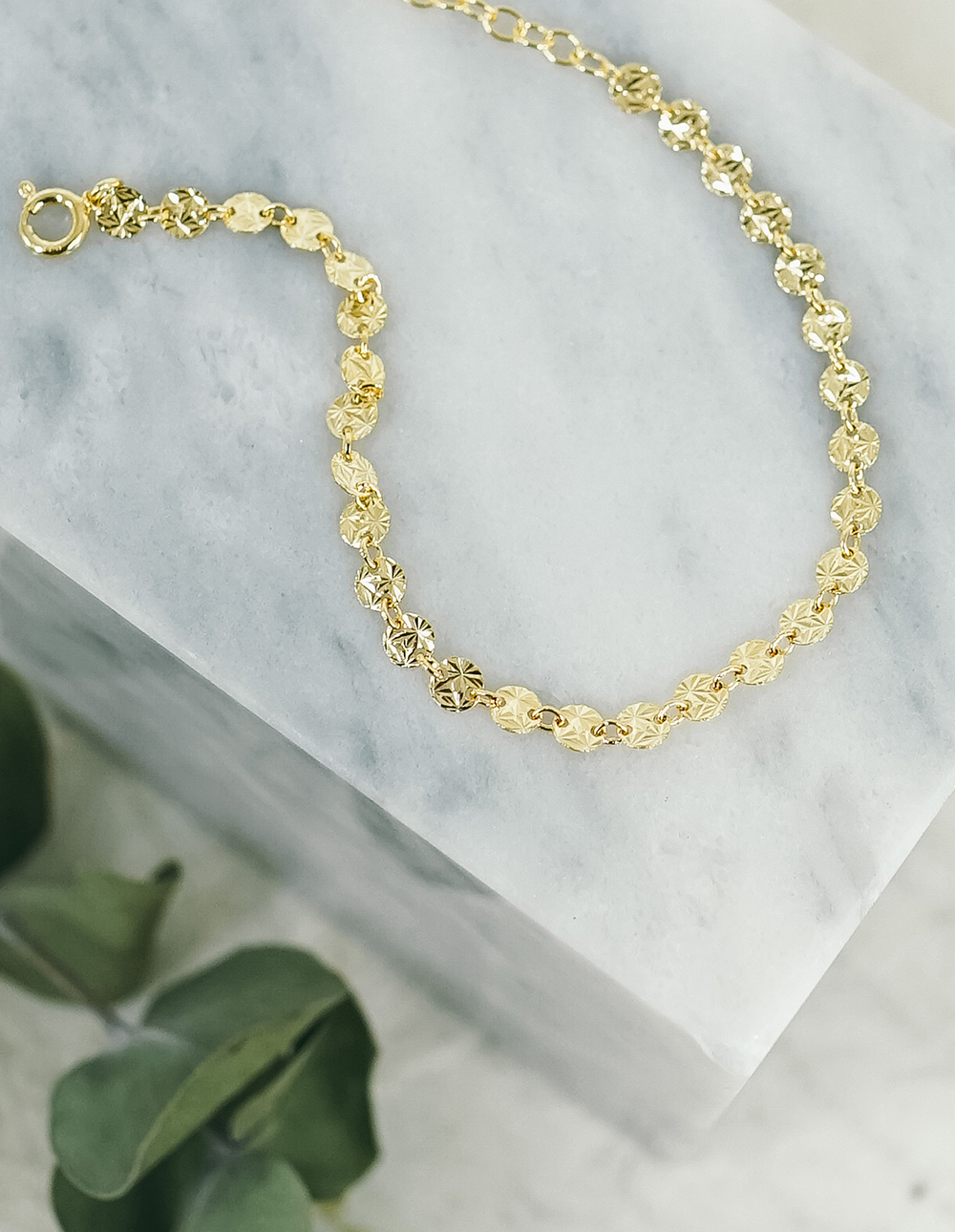 925 純銀刻紋圓片手鍊