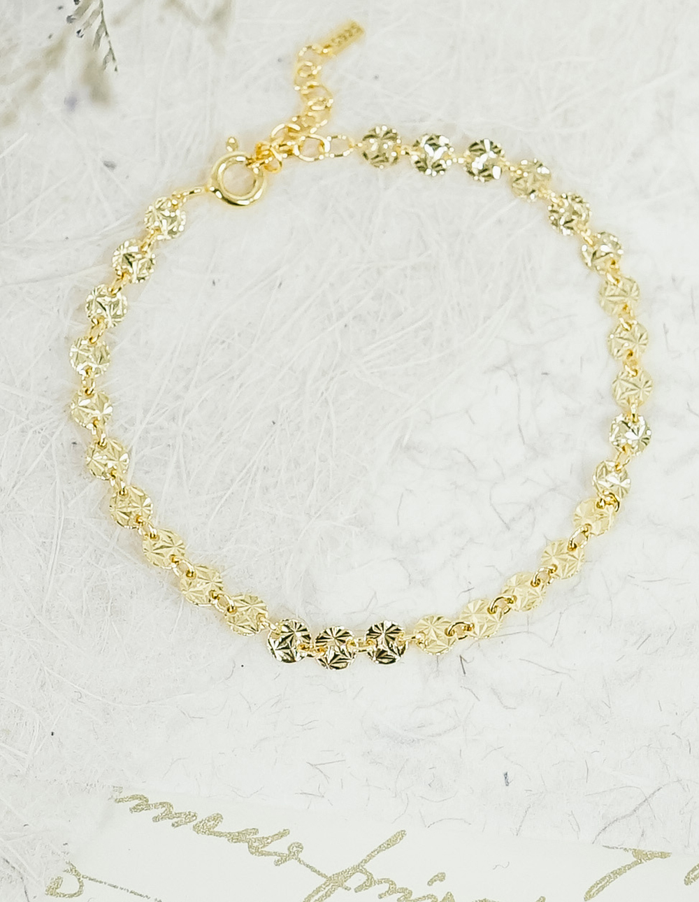 925 純銀刻紋圓片手鍊