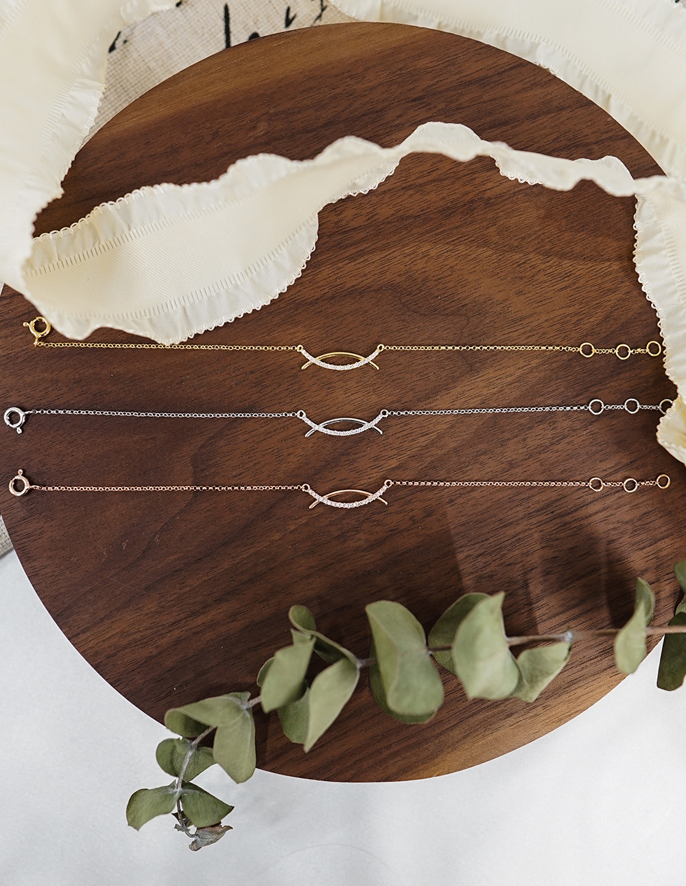 925 純銀交叉圓弧水鑽手鍊