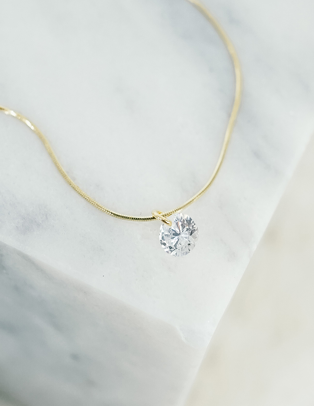 925 純銀單鑽蛇鍊手鍊