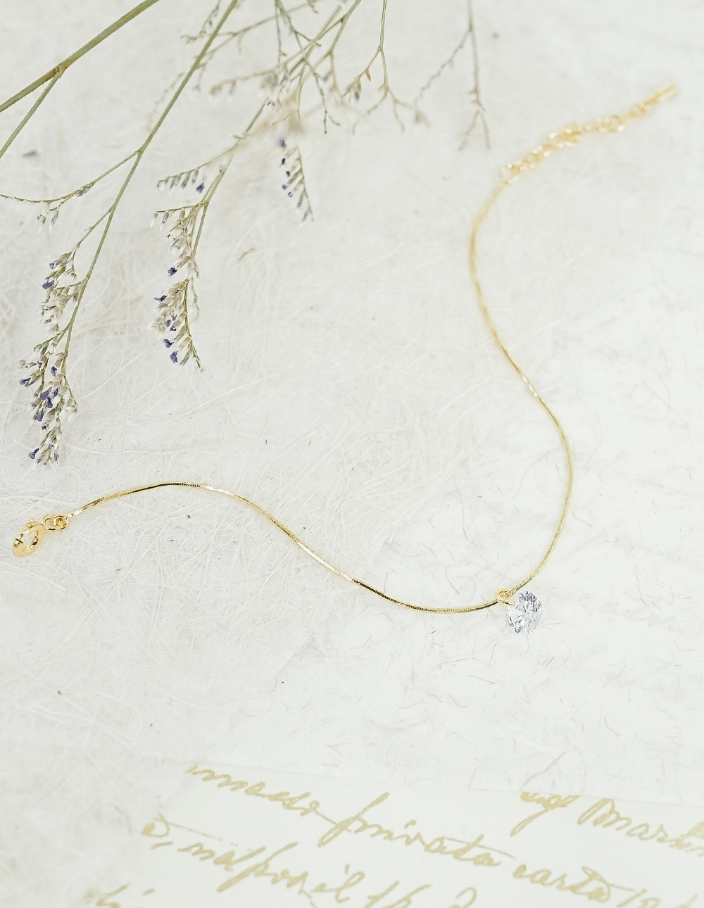 925 純銀單鑽蛇鍊手鍊