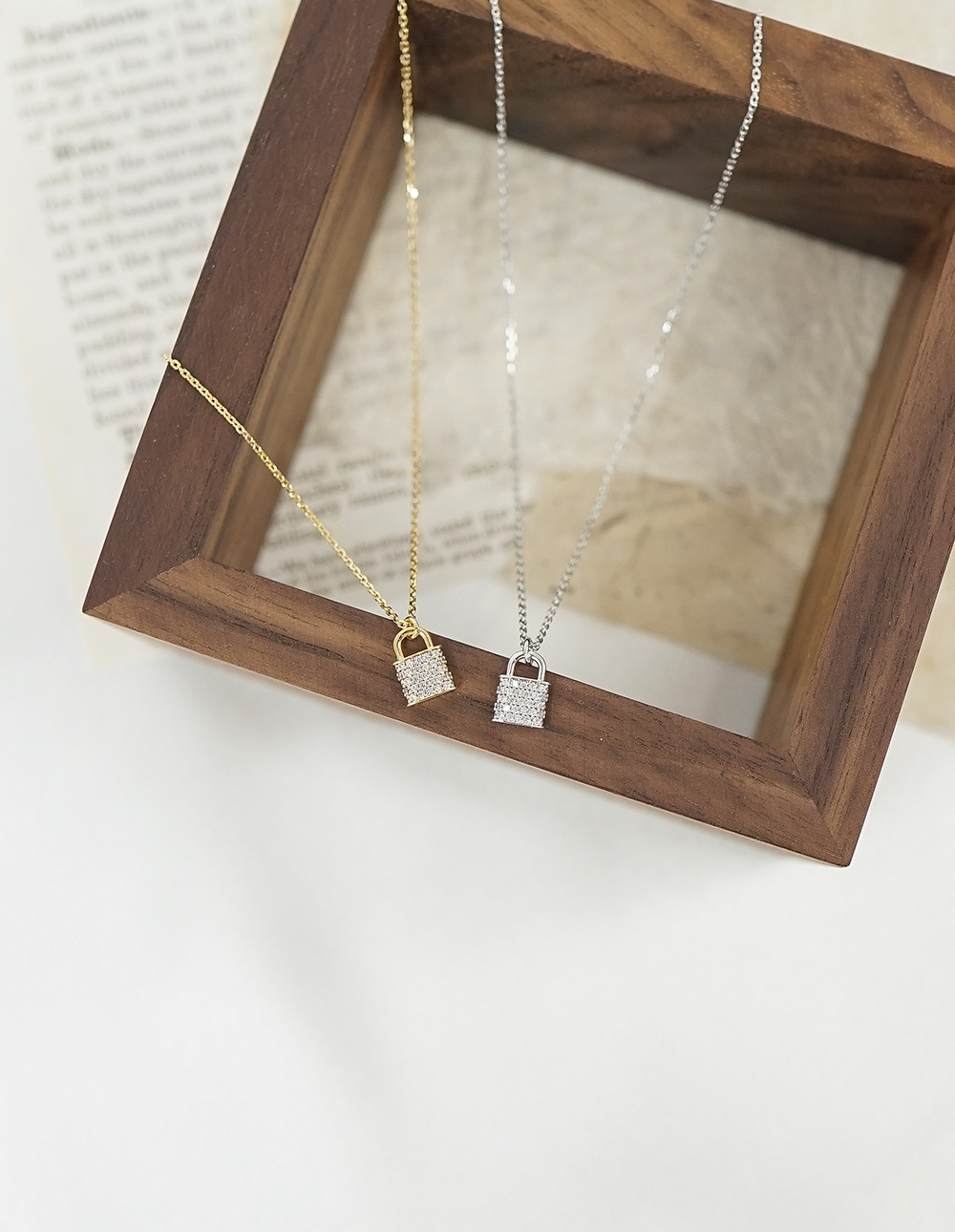 925 純銀水鑽迷你小鎖頭項鍊