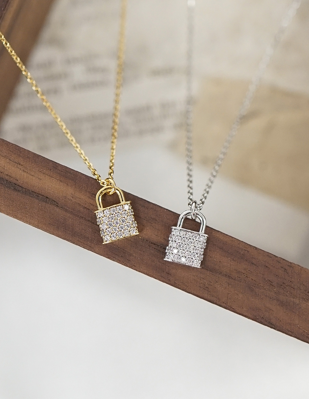 925 純銀水鑽迷你小鎖頭項鍊