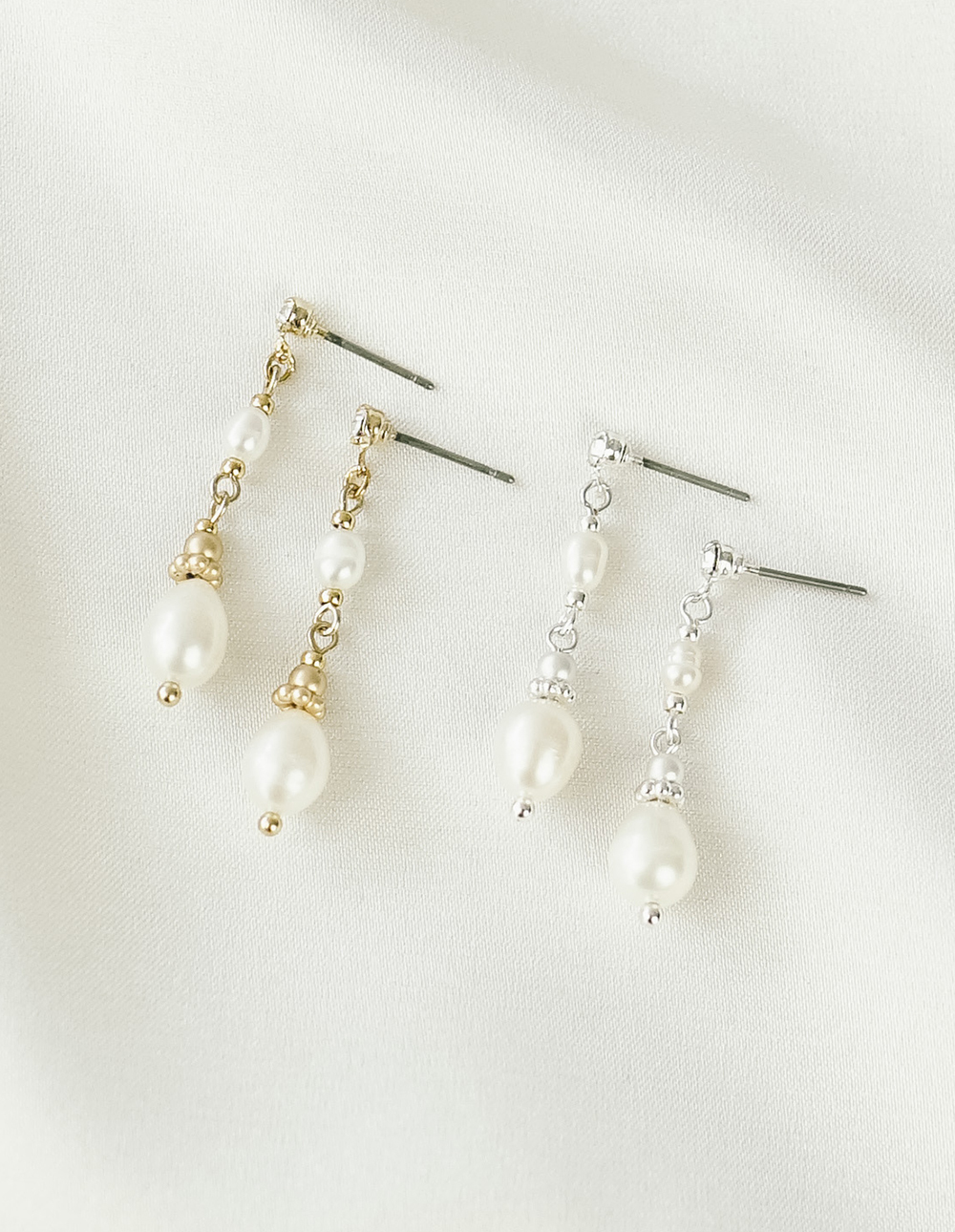 天然珍珠垂墜耳環