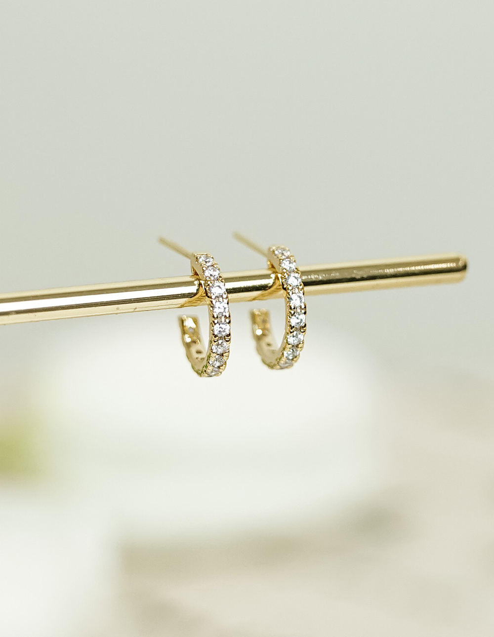 925 純銀C字施華洛世奇排鑽耳環