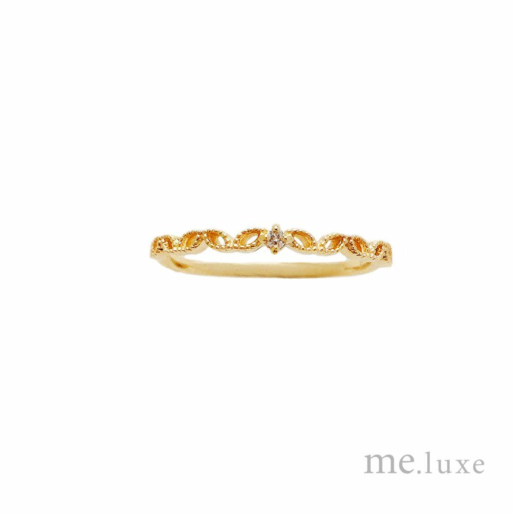 【me.luxe】K10櫻花葉鑽石戒