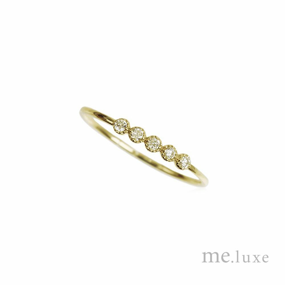 【me.luxe】K10花朵5顆鑽石戒