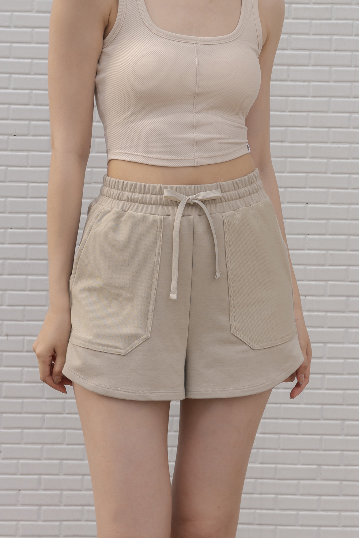 舒適A-line小短褲- 卡其